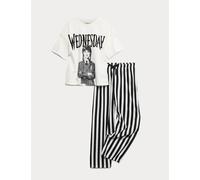 M&S Collection Kids' Pure Cotton Wednesday™ Pyjama Set (6-16 Yrs) Black Mix