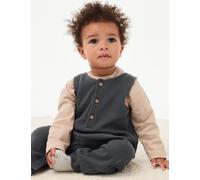 M&S Collection male 2pc Cotton Rich Dungarees Outfit (0-3 Yrs) - 12-18 - Charcoal, Charcoal