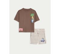 M&S Collection male 2pc Pure Cotton Bluey™ Top & Bottom Outfit (2-8 Yrs) - 5-6 Y - Brown Mix, Brown Mix