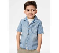 M&S Collection male 2pc Pure Cotton Shirt & T-Shirt Set (2-16 Yrs) - 6-7 Y - Denim, Denim