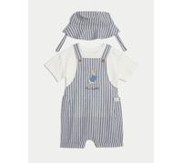 M&S Collection male 3pc Pure Cotton Peter Rabbit™ Striped Outfit (0-3 Yrs) - 18-24 - Blue Mix, Blue Mix