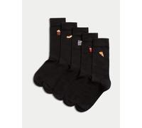 M&S Collection male 5pk Cool & Fresh™ Cinema Cotton Rich Socks - 9-12 - Black Mix, Black Mix