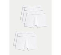 M&S Collection male 5pk Cotton with Stretch Plain Trunks (5-16 Yrs) - 13-14 - White, White