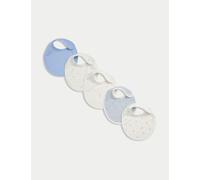 M&S Collection male 5pk Pure Cotton Dog Print Bibs - Blue Mix, Blue Mix