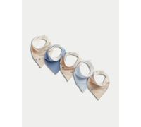 M&S Collection male 5pk Pure Cotton Nautical Dribble Bibs - Blue Mix, Blue Mix