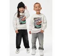 M&S Collection male Cotton Rich Hot Wheels™ Sweatshirt (2-8 Yrs) - 4-5 Y - Light Grey, Light Grey
