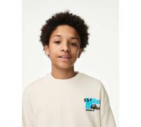 M&S Collection male Cotton Rich Racing Graphic Long Sleeve Top (2-16 Yrs) - 4-5 Y - Ecru, Ecru