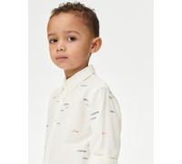 M&S Collection male Pure Cotton Fish Embroidered Oxford Shirt (1-8 Yrs) - 2-3 Y - Ecru, Ecru