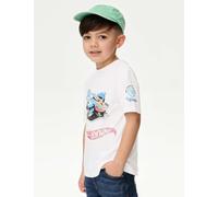 M&S Collection male Pure Cotton Hot Wheels™ T-Shirt (2-8 Yrs) - 5-6 Y - White, White