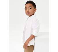 M&S Collection male Pure Cotton Oxford Shirt (2-8 Yrs) - 4-5 Y - White, White,Blue
