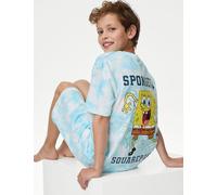 M&S Collection male Pure Cotton Spongebob Squarepants™ Pyjamas (6-16 Yrs) - 8-9 Y - Blue Mix, Blue Mix