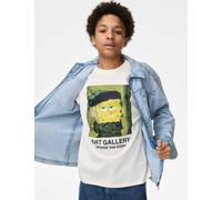 M&S Collection male Pure Cotton SpongeBob SquarePants™ T-Shirt (6-16 Yrs) - 14-15 - Ecru, Ecru