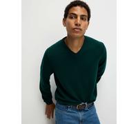M&S Collection male Pure Extra Fine Lamsbwool V-Neck Jumper - MREG - Evergreen, Evergreen