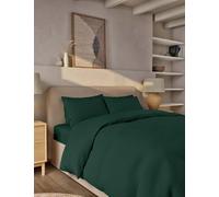 M&S Collection Pure Brushed Cotton Bedding Set - 5FT - Forest Green, Forest Green,Silver Grey,Midnight Navy,Light Blue,Charcoal,Sand,Duck Egg,Camel,Blush,Grey Marl,Dusty Green,White,Pebble,Rust,Olive,