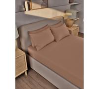 M&S Collection Pure Brushed Cotton Deep Fitted Sheet - SGL - Camel, Grey Marl,Sand,Forest Green,Blush,Silver Grey,Camel,Charcoal,Midnight Navy,Light Blue,White,Dusty Green,Olive,Pebble,Coffee,Rust