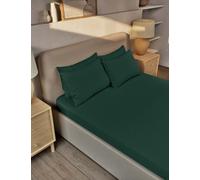 M&S Collection Pure Brushed Cotton Fitted Sheet - 5FT - Forest Green, Camel,Dusty Green,White,Light Blue,Forest Green,Charcoal,Grey Marl,Silver Grey,Midnight Navy,Blush,Sand