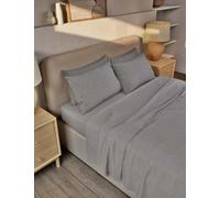 M&S Collection Pure Brushed Cotton Flat Sheet - 6FT - Grey Marl, Grey Marl,Blush,Sand,Silver Grey,Dusty Green,White,Charcoal,Midnight Navy