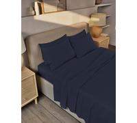 M&S Collection Pure Brushed Cotton Flat Sheet - SGL - Midnight Navy, Grey Marl,Sand,Silver Grey,Dusty Green,White,Charcoal,Midnight Navy,Blush