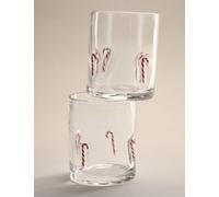 M&S Collection Set of 2 Candy Cane Tumblers - Red, Red