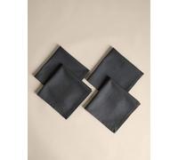 M&S Collection Set of 4 Cotton Rich Napkins with Linen - Grey, Natural,Grey,Burnt Orange