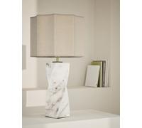 M&S Collection Twisted Marble Effect Table Lamp - White, White