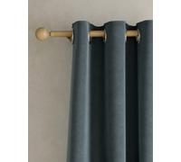 M&S Collection Velvet Eyelet Curtains - EW90 - Slate Blue, Slate Blue,Bronze,Green,Navy,Champagne,Soft Pink,Forest Green,Dark Ochre,Mauve,Terracotta,Mid Blue,Neutral,Mid Grey,Dark Purple