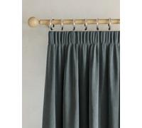M&S Collection Velvet Pencil Pleat Curtains - EW54 - Slate Blue, Slate Blue