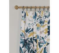 M&S Collection Watercolour Pencil Pleat Curtains - WDR90 - Blue Mix, Blue Mix