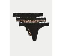 M&S Collection Women's 3pk Light Absorbency Period Thongs - 10 - Black, Black
