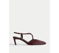 M&S Collection Women's Leather Cross Strap Almond Toe Slingback Shoes - 6 - Burgundy, Burgundy