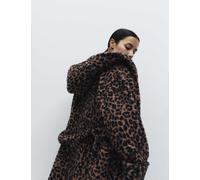 M&S Collection Women's Teddy Borg Leopard Print Dressing Gown - M - Brown Mix, Brown Mix