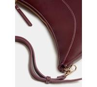 M&S Contrast Stitch Scoop Cross Body Bag Burgundy