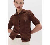 M&S Cotton Blend Open Stitch Cardigan Conker