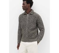 M&S Cotton Blend Zip Up Knitted Jacket Chocolate Mix