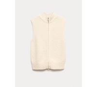 M&S Cotton Rich Boucle Zip Up Knitted Waistcoat Cream