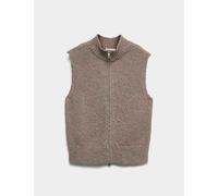 M&S Cotton Rich Boucle Zip Up Knitted Waistcoat Nutmeg
