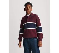M&S Cotton Rich Colour Block Rugby Sweatshirt (6-16 Yrs) Burgundy Mix