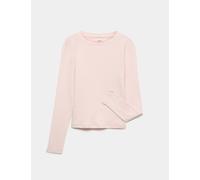 M&S Cotton Rich Ribbed Long Sleeve Top Pale Pink