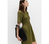 M&S Cotton Rich Shirred Mini T-Shirt Dress Olive