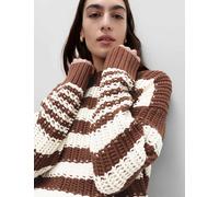 M&S Cotton Rich Striped Relaxed Jumper Conker