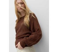 M&S Cotton Rich Textured Slash Neck Relaxed Jumper Conker