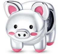 M&S Cute Pet Pig Piglet Pink silver Charm Bead Pendant, 925 Sterling Silver Dangle charm, Compatible With Pandora & European Bracelet …