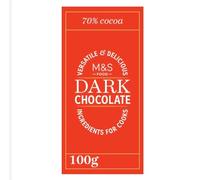 M&S Dark Chocolate, 70% Cocoa, Versatile & Delicious, Ingredients for Cooks, 100g, Pack of 2x