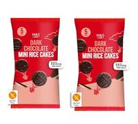 M&S Dark Chocolate Mini Rice Cakes, Gluten Free, 5 Bags, 121 kcal per Pack, 125g-Pack of 2x