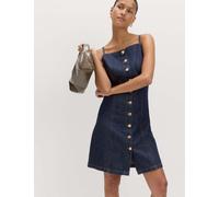 M&S Denim Button Through Strappy Mini Shift Dress Denim