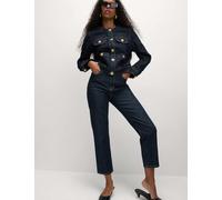 M&S Denim Collarless Button Through Jacket Dark Indigo