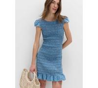 M&S Denim Frill Hem Mini Shirred Dress Denim
