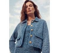 M&S Denim Textured Cropped Jacket Medium Indigo