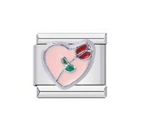 M&S Dog Cat Mother Daughter Heart Birthday Angel Stainless Steel 9mm Italian Link Charm Compatible With Nomination Bracelet (Flower Roses Heart)