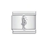 M&S Dog Cat Mother Daughter Heart Birthday Angel Stainless Steel 9mm Italian Link Charm Compatible With Nomination Bracelet (Seahorse)